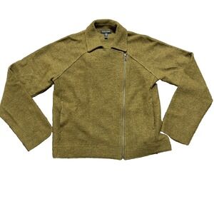 EILEEN FISHER 100% Boiled Wool Moto Jacket Golf Leaf Brown Womens' Size XXS